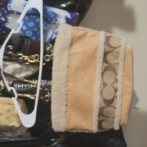 Vintage leather and faux fur coach bag medium size